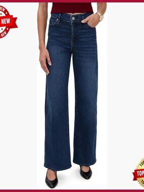 Mid-Weight Stretch Denim Palazzo Jeans, 31.5in Inseam